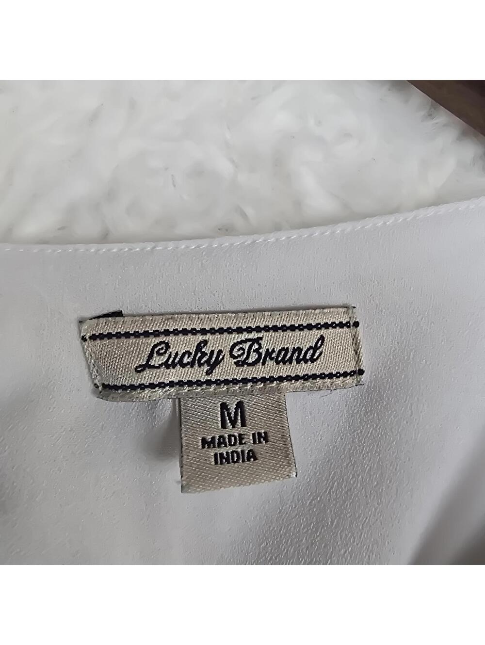 Lucky Brand Hanna shift White Dress with Burgundy Floral Embroidery Size M - Picture 3 of 9